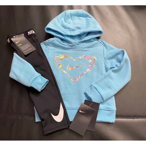 NWT Nike Metallic Hoodie & Leggings Set Girls Size 2T - Picture 1 of 3